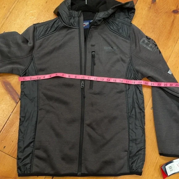 Reebok Jacket Hooded Coat Front Zip Fleece lined Gray & Black Boys 10/12 - Picture 9 of 14